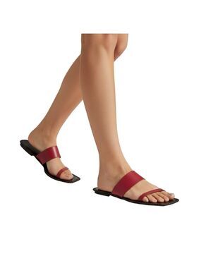 Vintage BCBG Max Azria Red Black Leather Square Toe Sandals Women’s 6B EU36